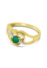 handsome 14k gold diamond heart emerald gemstone baby birthstone ring